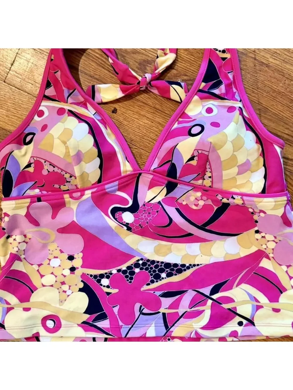 Vintage Spiegel Pink Psychedelic Retro Tankini Set - Size 12